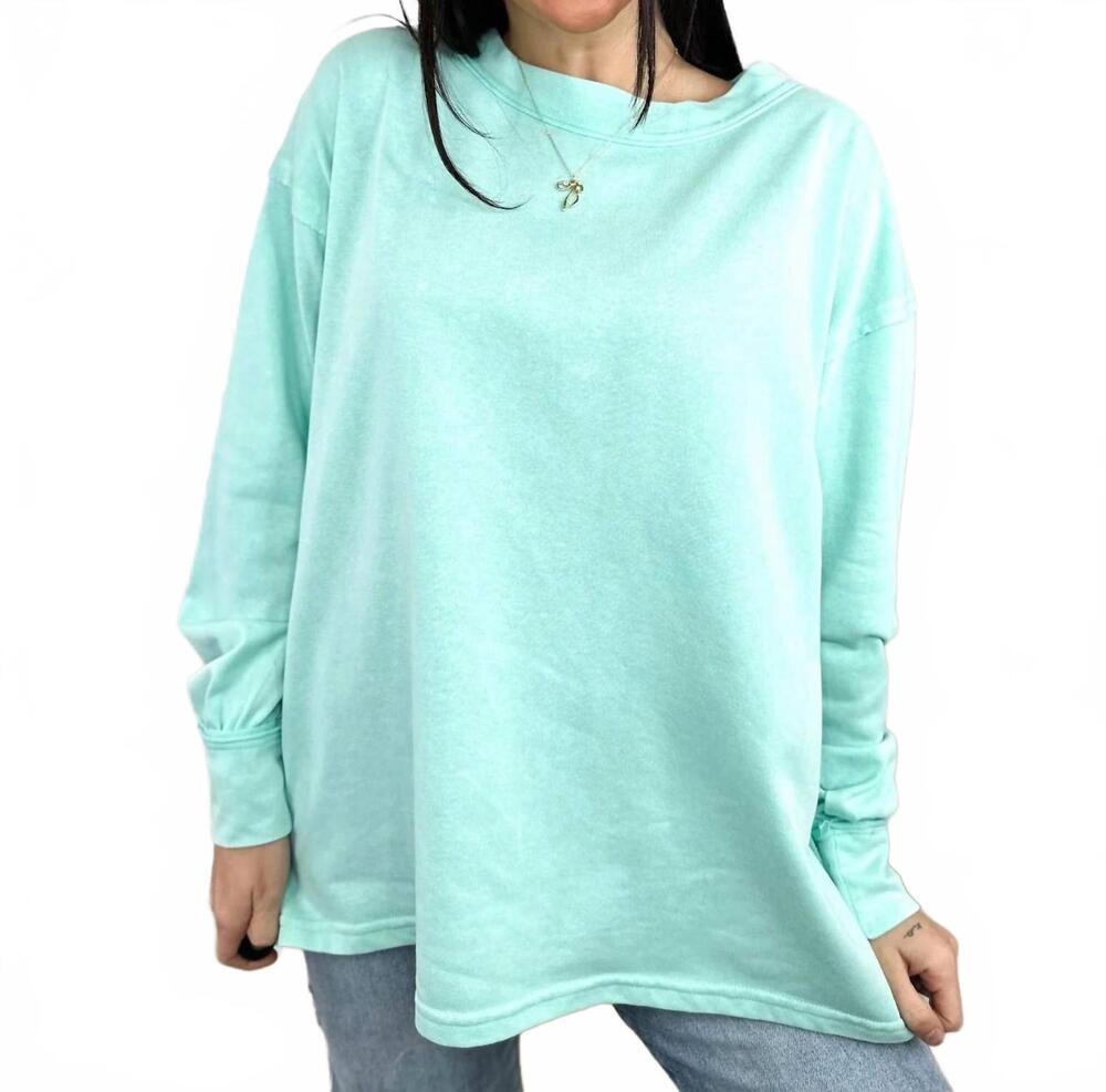 NEW STITCH & CO. cotton blend long sleeve sweatshirt in mint green